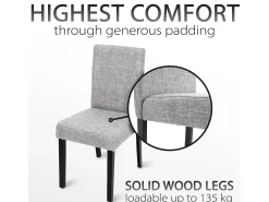 Silla de comedor Littau (set de 2), textil, gris, patas oscuras