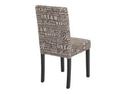 Silla de comedor Littau (set de 2), textil con letras, gris, patas oscuras