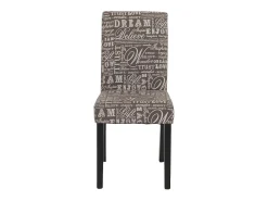 Silla de comedor Littau (set de 2), textil con letras, gris, patas oscuras
