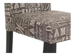 Silla de comedor Littau (set de 2), textil con letras, gris, patas oscuras