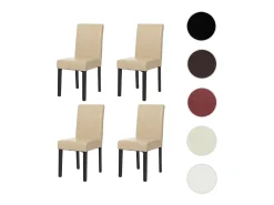 Silla de comedor Littau (set de 4), imitación cuero, patas crema oscuro