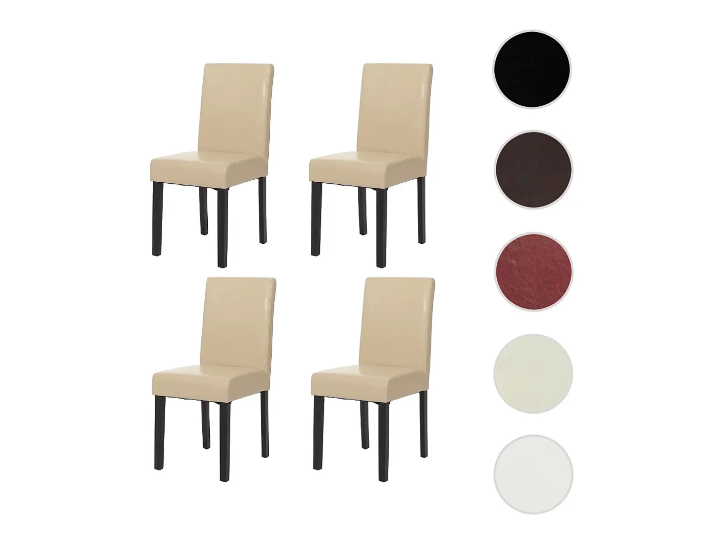 Silla de comedor Littau (set de 4), imitación cuero, patas crema oscuro