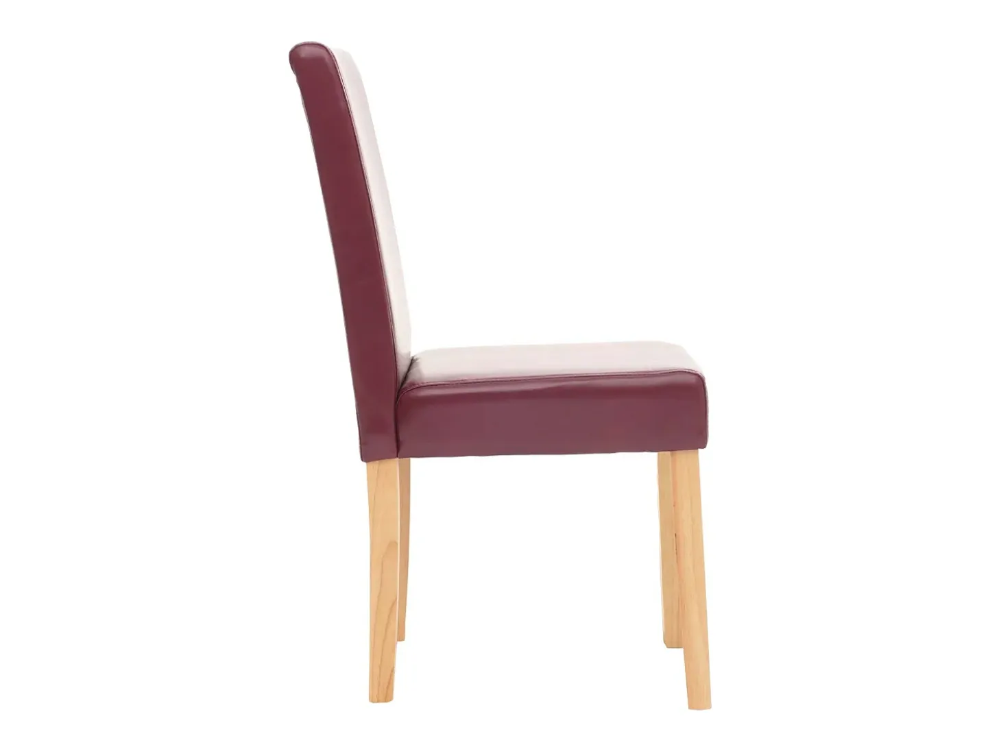 Silla de comedor Littau (set de 4), polipiel, patas rojas claras
