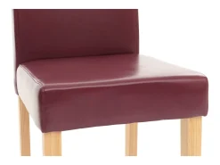 Silla de comedor Littau (set de 4), polipiel, patas rojas claras
