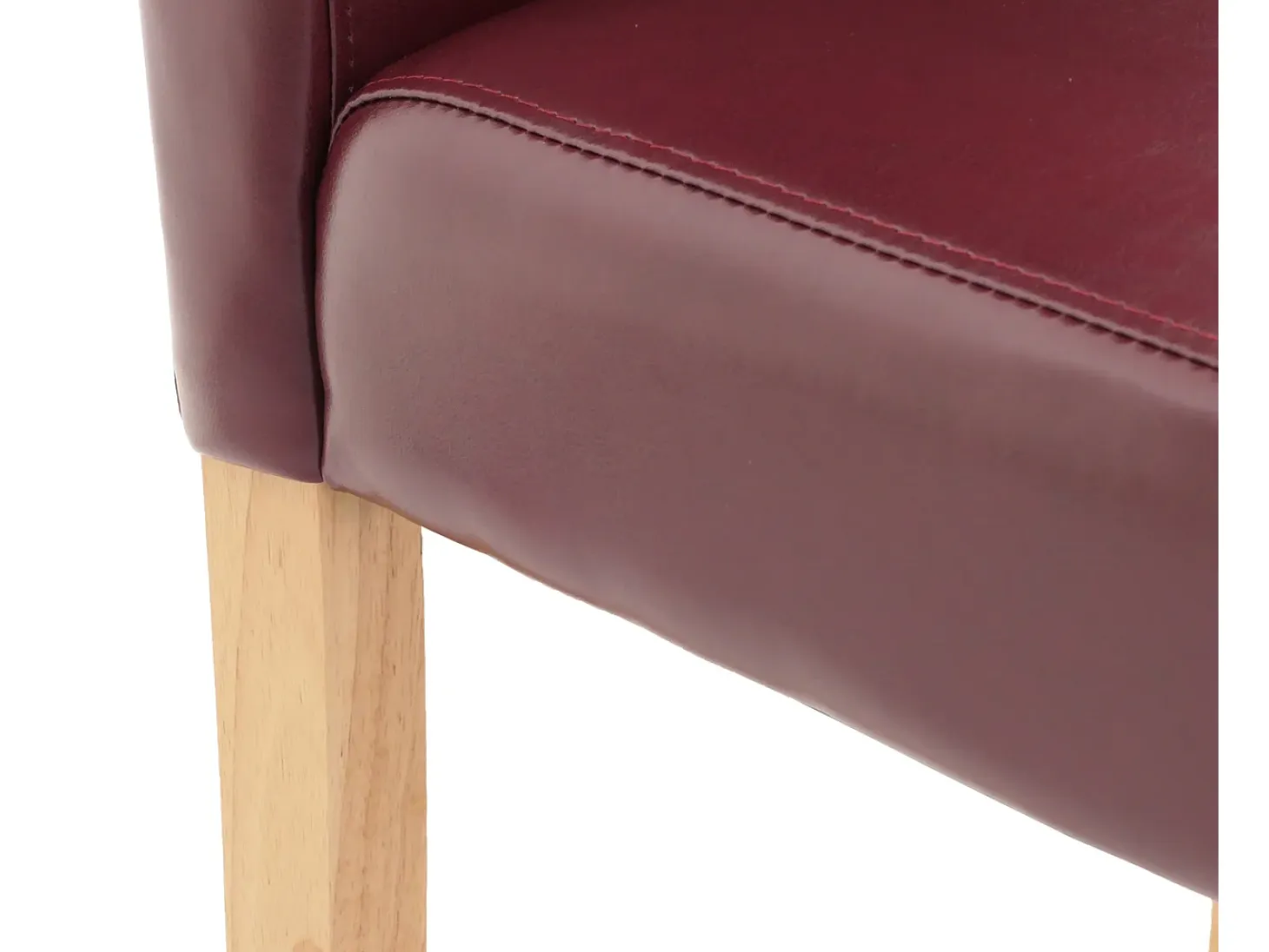 Silla de comedor Littau (set de 4), polipiel, patas rojas claras