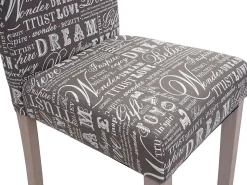 Silla de comedor Littau (set de 2), textil con letras, gris, patas estructura - roble