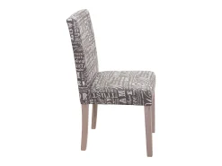 Silla de comedor Littau (set de 2), textil con letras, gris, patas estructura - roble