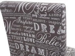 Silla de comedor Littau (set de 2), textil con letras, gris, patas estructura - roble