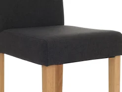 Silla de comedor Littau (set de 4), textil, negra, patas claras
