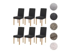 Silla de comedor Littau (set de 4), textil, negra, patas claras