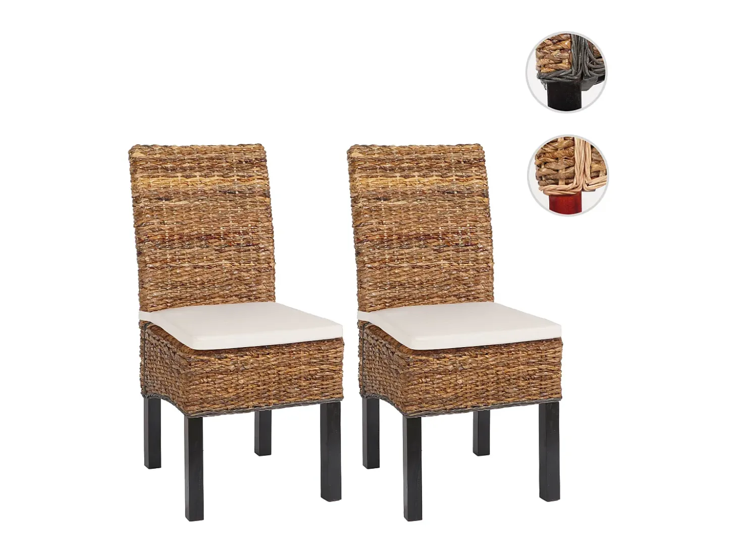Silla de comedor Loiret (lote de 2), oscuro, con cojín