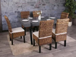 Silla de comedor Loiret (lote de 2), oscuro, con cojín