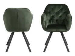 Silla de comedor Lola con brazos y retorno giratorio velour verde.