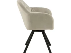 Silla de comedor Lola con brazos y giratoria, color marrón velour.