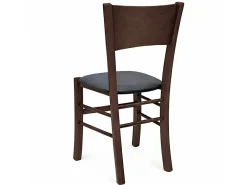Silla de comedor Lucy en madera de nogal oscuro con asiento acolchado antracita