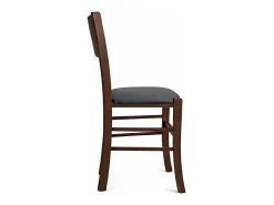 Silla de comedor Lucy en madera de nogal oscuro con asiento acolchado antracita