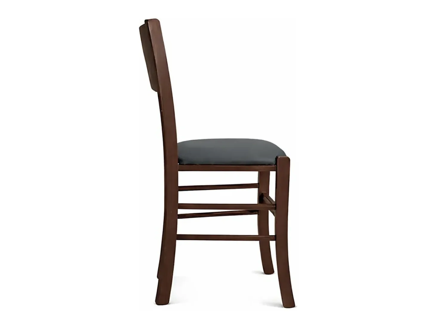 Silla de comedor Lucy en madera de nogal oscuro con asiento acolchado antracita