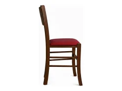 Silla de comedor Lucy en madera de nogal oscuro con asiento acolchado Rojo