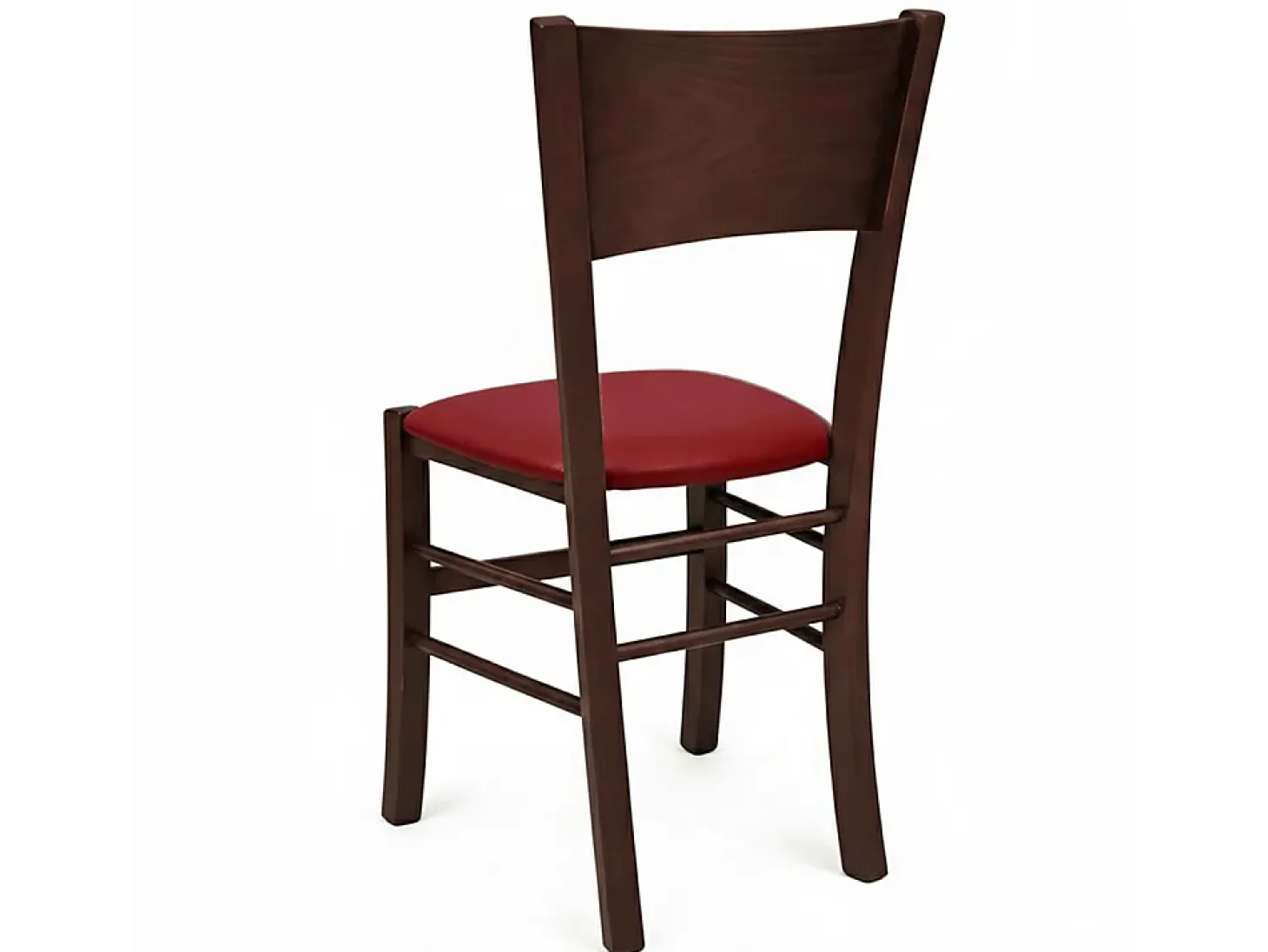 Silla de comedor Lucy en madera de nogal oscuro con asiento acolchado Rojo
