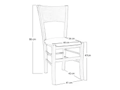 Silla de comedor Lucy en madera de nogal oscuro con asiento acolchado Rojo