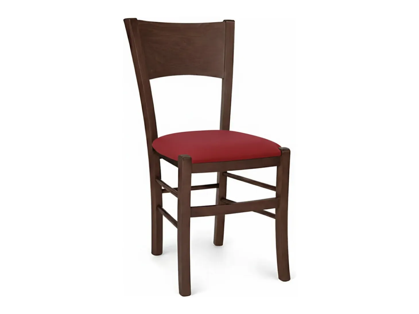 Silla de comedor Lucy en madera de nogal oscuro con asiento acolchado Rojo