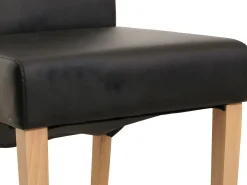 Silla de comedor M37 (juego de 6), piel sintética mate, negra, patas claras