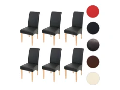 Silla de comedor M37 (juego de 6), piel sintética mate, negra, patas claras