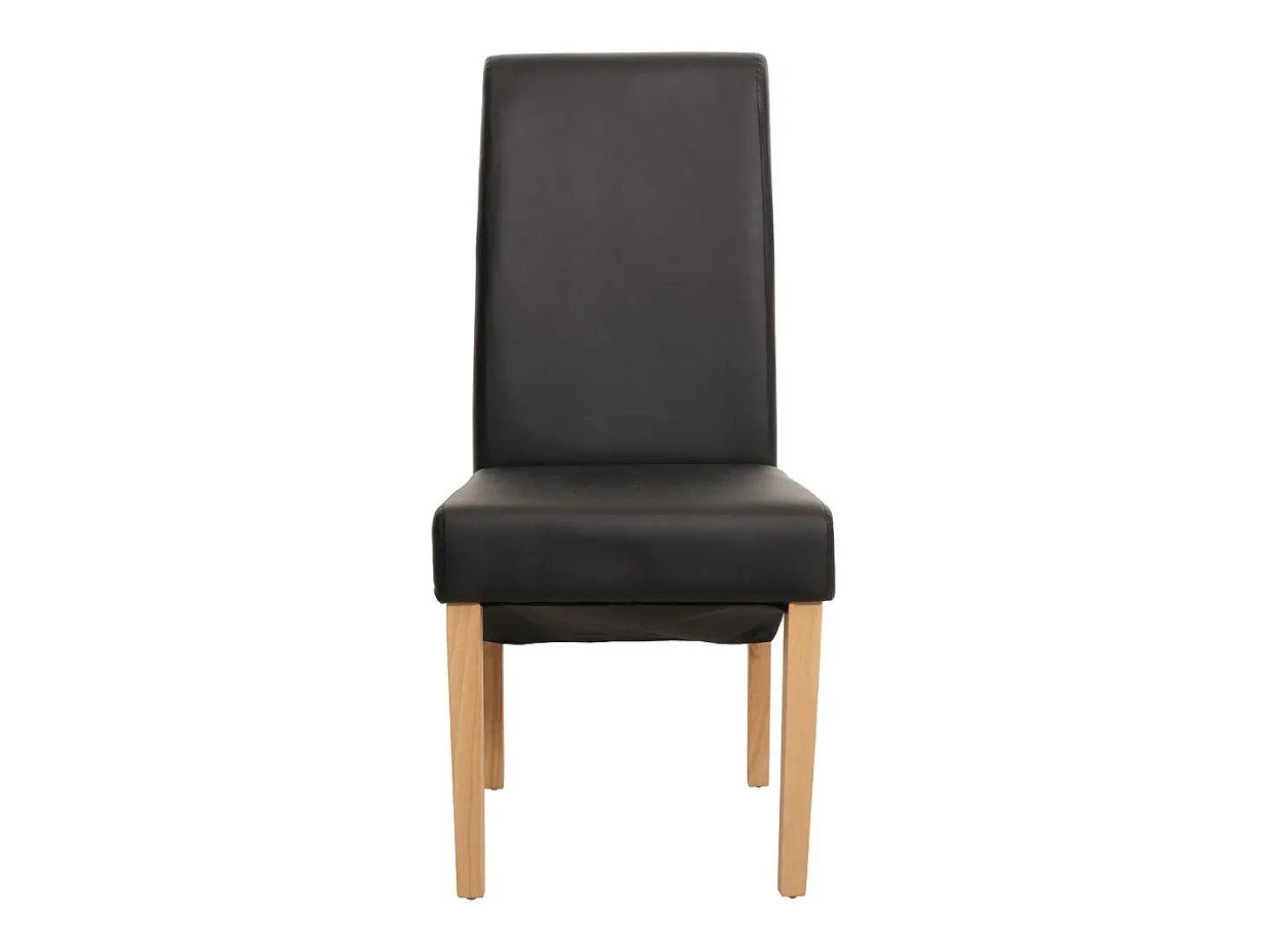 Silla de comedor M37 (juego de 6), piel sintética mate, negra, patas claras