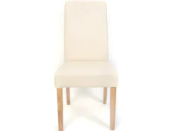 Silla de comedor M37 (juego de 6), piel sintética mate, color crema, patas claras