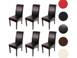 Silla de comedor M37 (juego de 6), cuero, negro, pies oscuros
