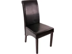Silla de comedor M37 (juego de 6), cuero, negro, pies oscuros