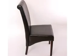 Silla de comedor M37 (juego de 6), cuero, negro, pies oscuros