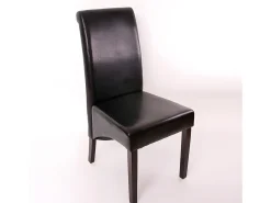 Silla de comedor M37 (juego de 6), cuero, negro, pies oscuros