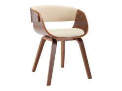 Silla de comedor madera curvada y cuero sintético crema