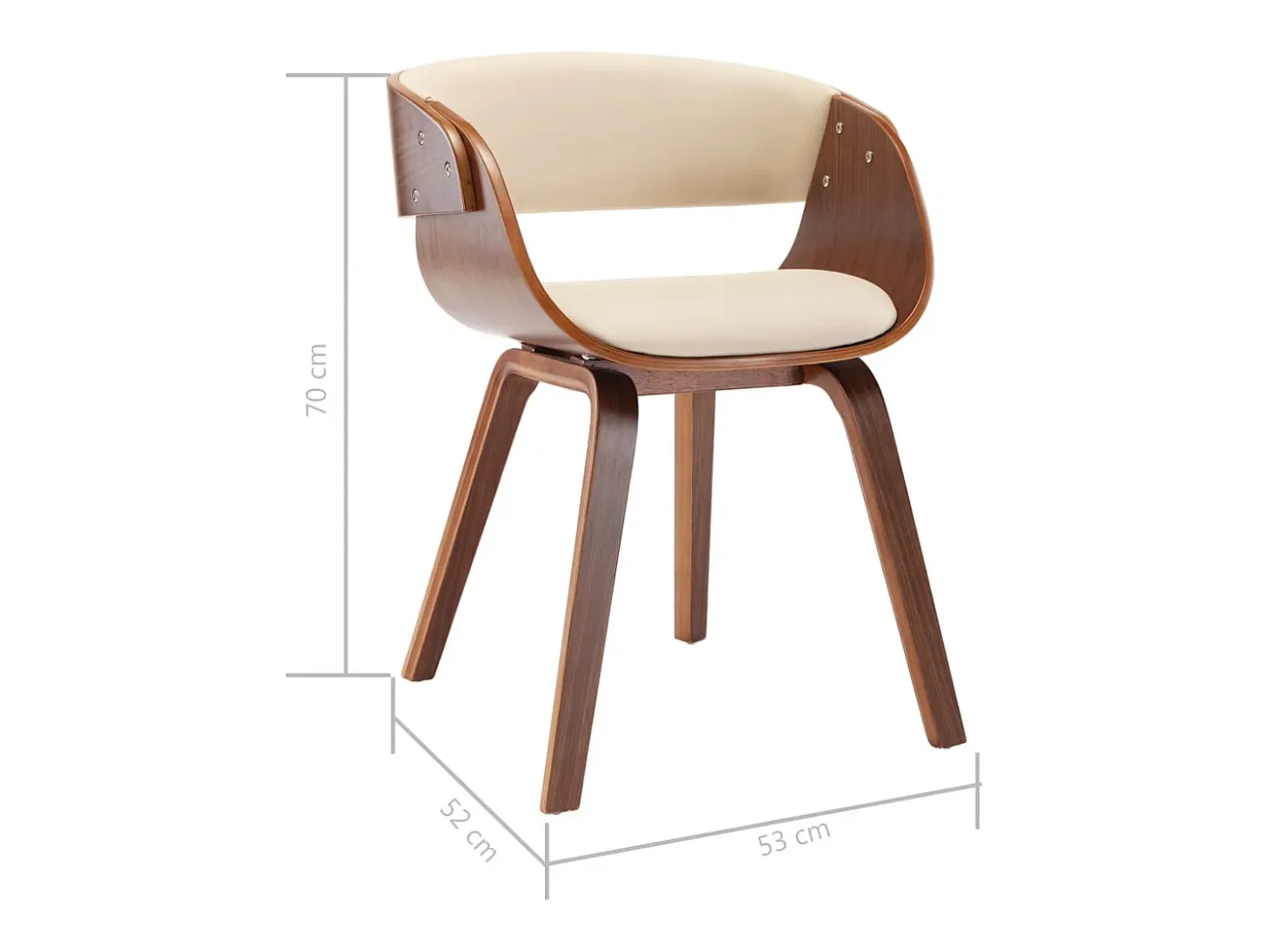 Silla de comedor madera curvada y cuero sintético crema