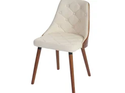 Silla de comedor MCW-A75, piel artificial crema