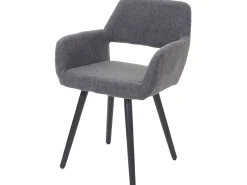 Silla de comedor MCW-A50 II, textil, gris, patas oscuras