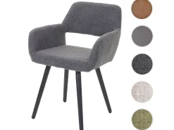 Silla de comedor MCW-A50 II, textil, gris, patas oscuras