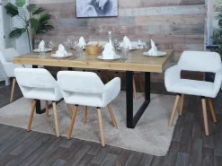 Silla de comedor MCW-A50 II (juego de 6), crema