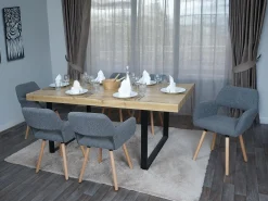 Silla de comedor MCW-A50 II (juego de 6), gris oscuro