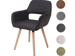 Silla de comedor MCW-A50 II, polipiel, marrón, patas claras