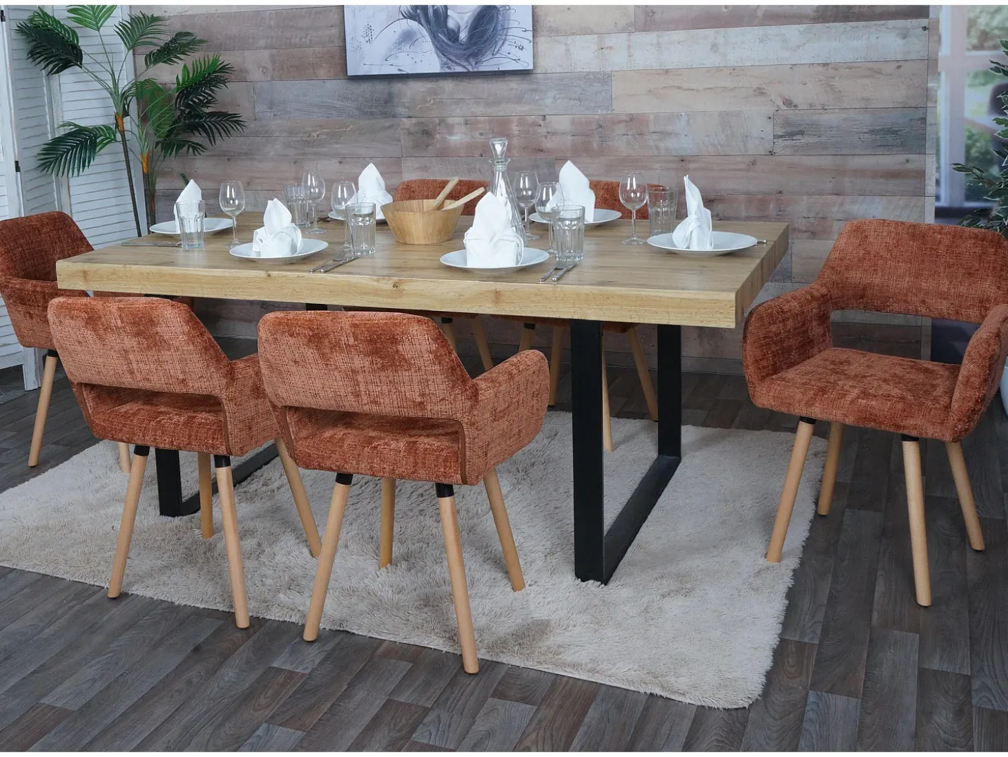 Silla de comedor MCW-A50 II (juego de 6), terracota