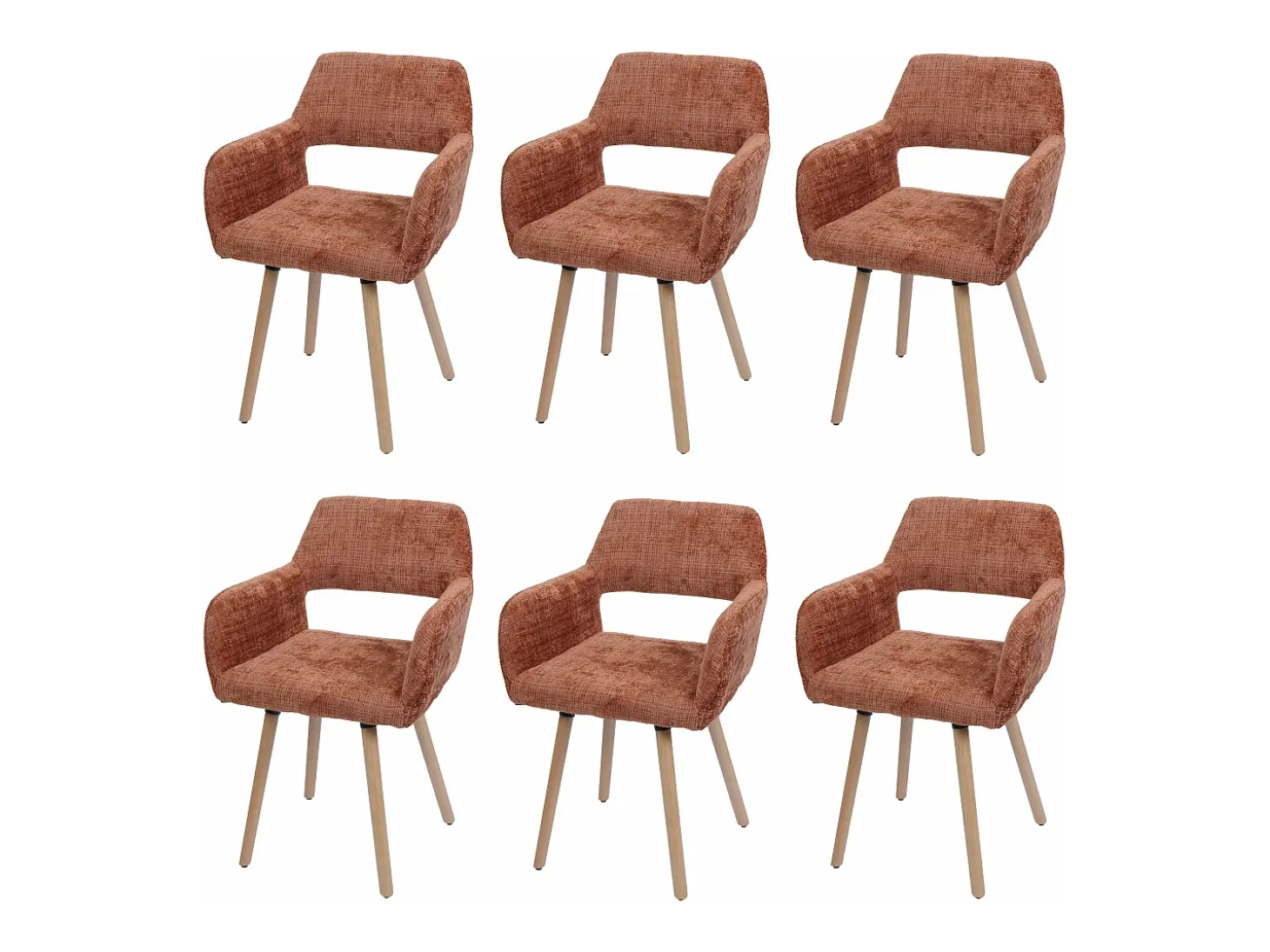 Silla de comedor MCW-A50 II (juego de 6), terracota