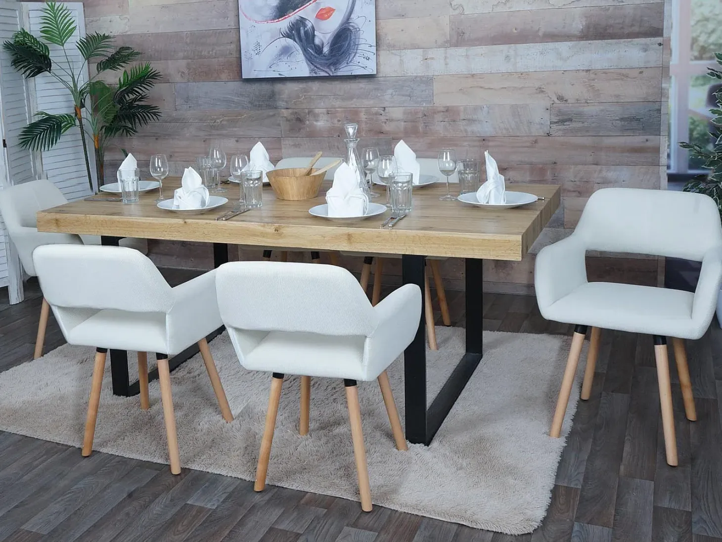 Silla de comedor MCW-A50 II, blanco crema