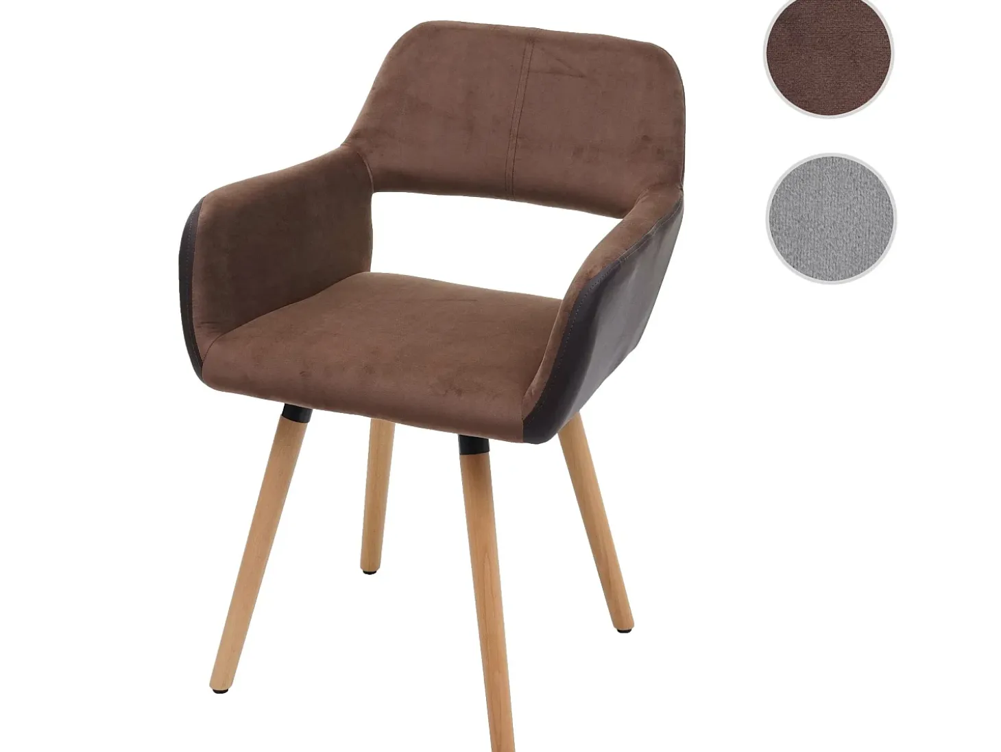 Silla de comedor MCW-A50 II, imitación cuero/tela, marrón claro, patas claras