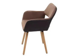 Silla de comedor MCW-A50 II, imitación cuero/tela, marrón claro, patas claras