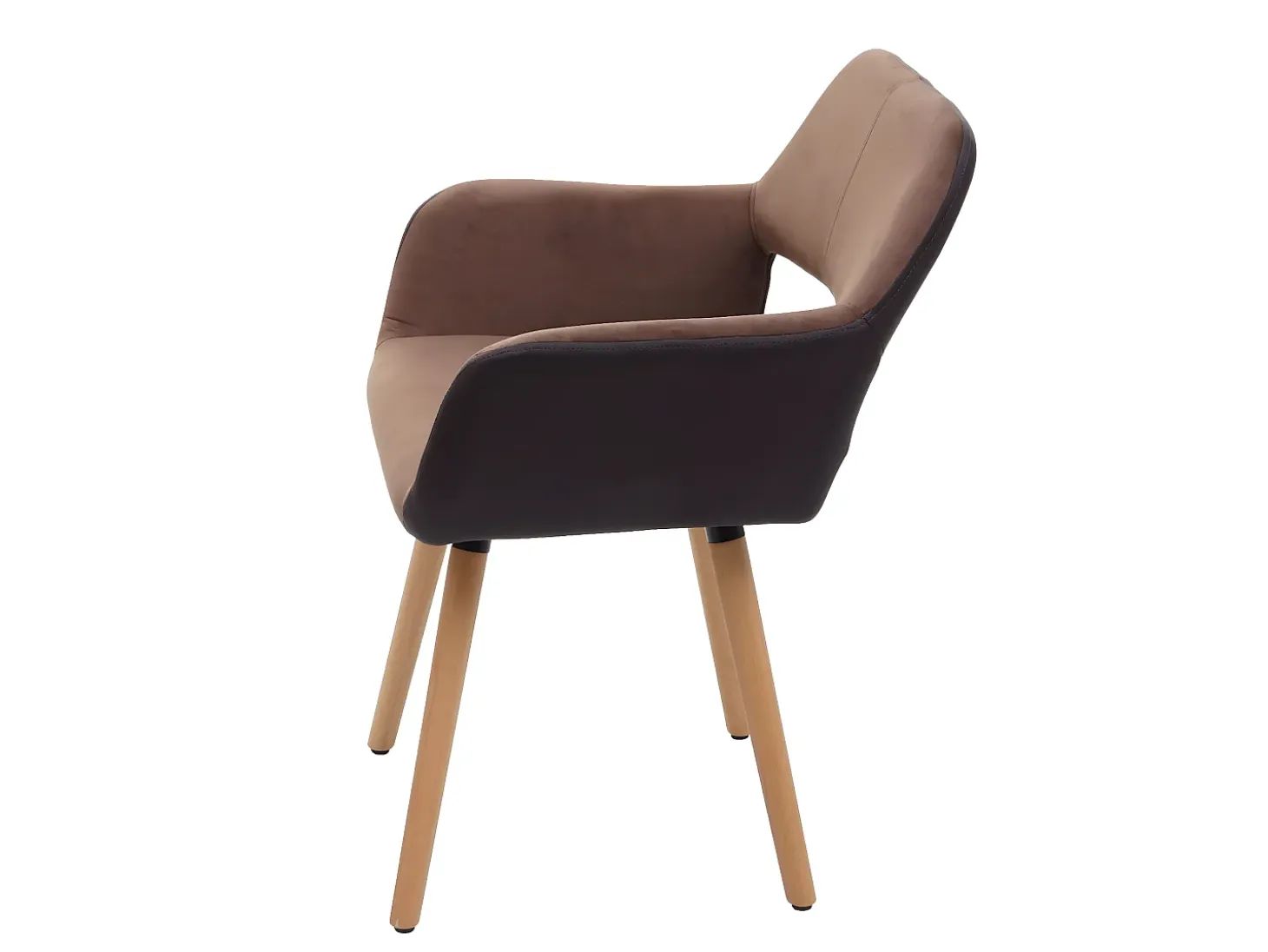 Silla de comedor MCW-A50 II, imitación cuero/tela, marrón claro, patas claras