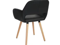 Silla de comedor MCW-A50 II (juego de 6), piel sintética, negra, patas claras