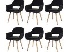 Silla de comedor MCW-A50 II (juego de 6), piel sintética, negra, patas claras
