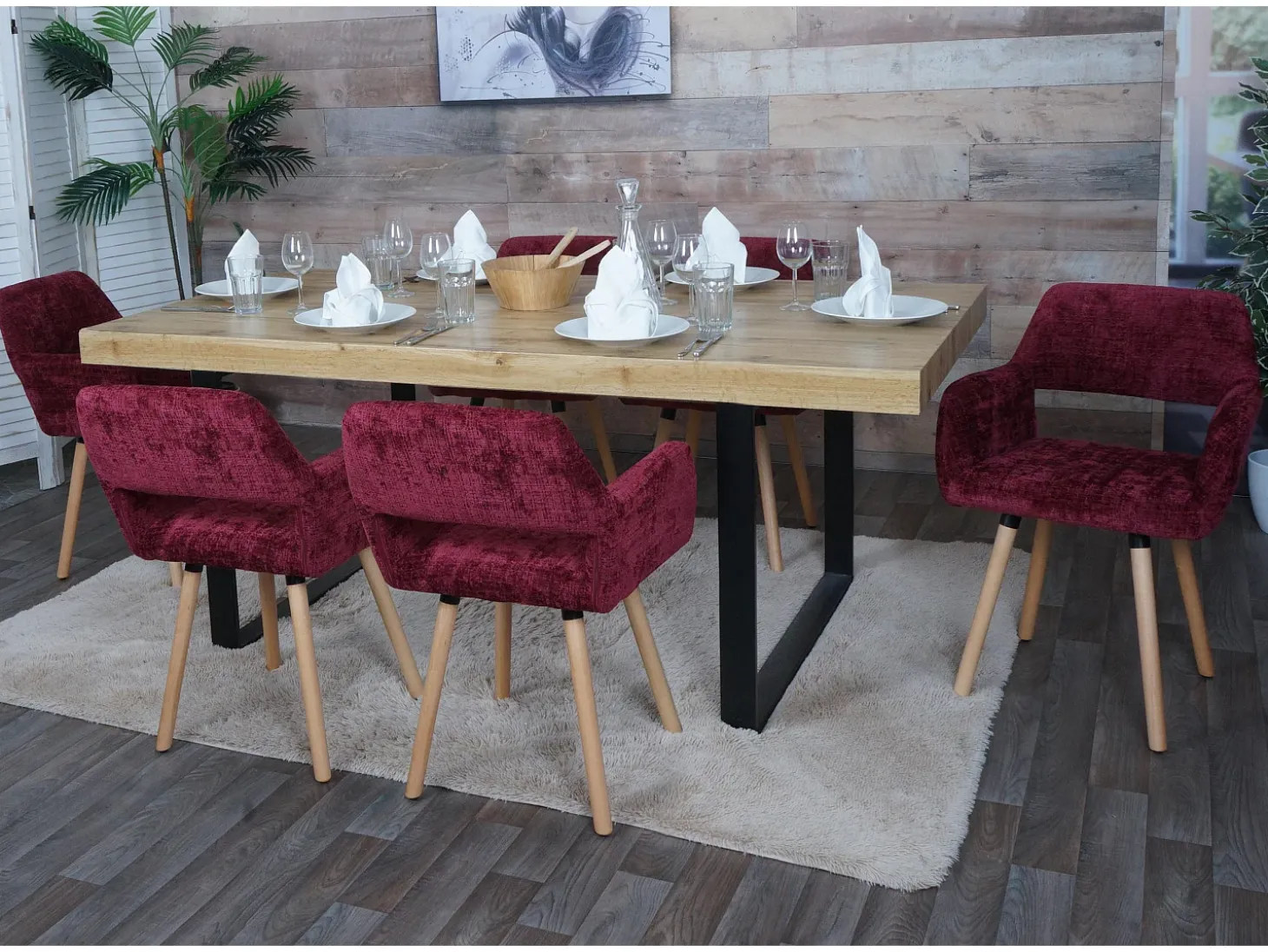 Silla de comedor MCW-A50 II (juego de 6), burdeos